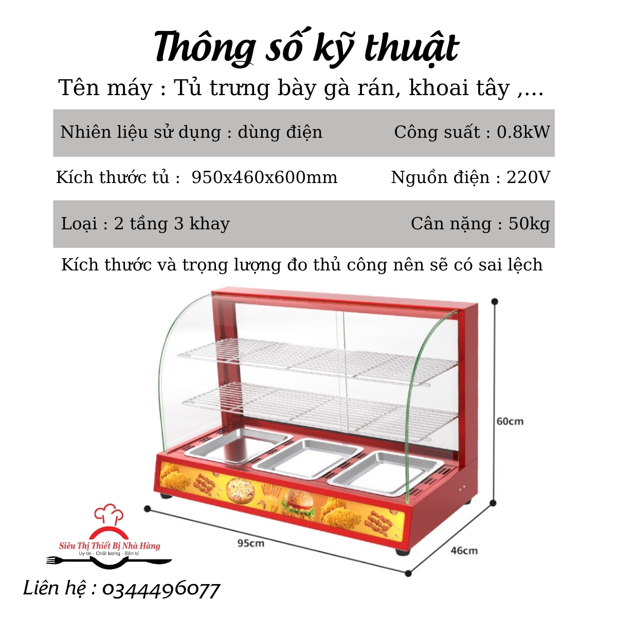 tủ giữ nóng gà rán kfc kính cong 3 khay