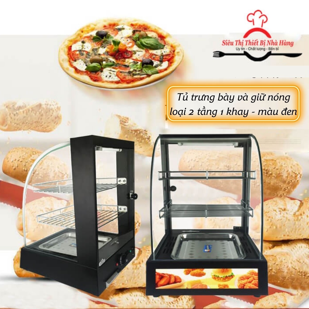 Tủ giữu nóng thực phẩm kính cong 1 khay-