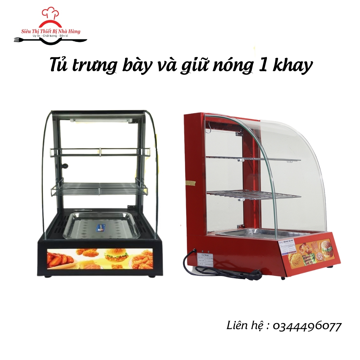 Tủ giữu nóng thực phẩm kính cong 1 khay-