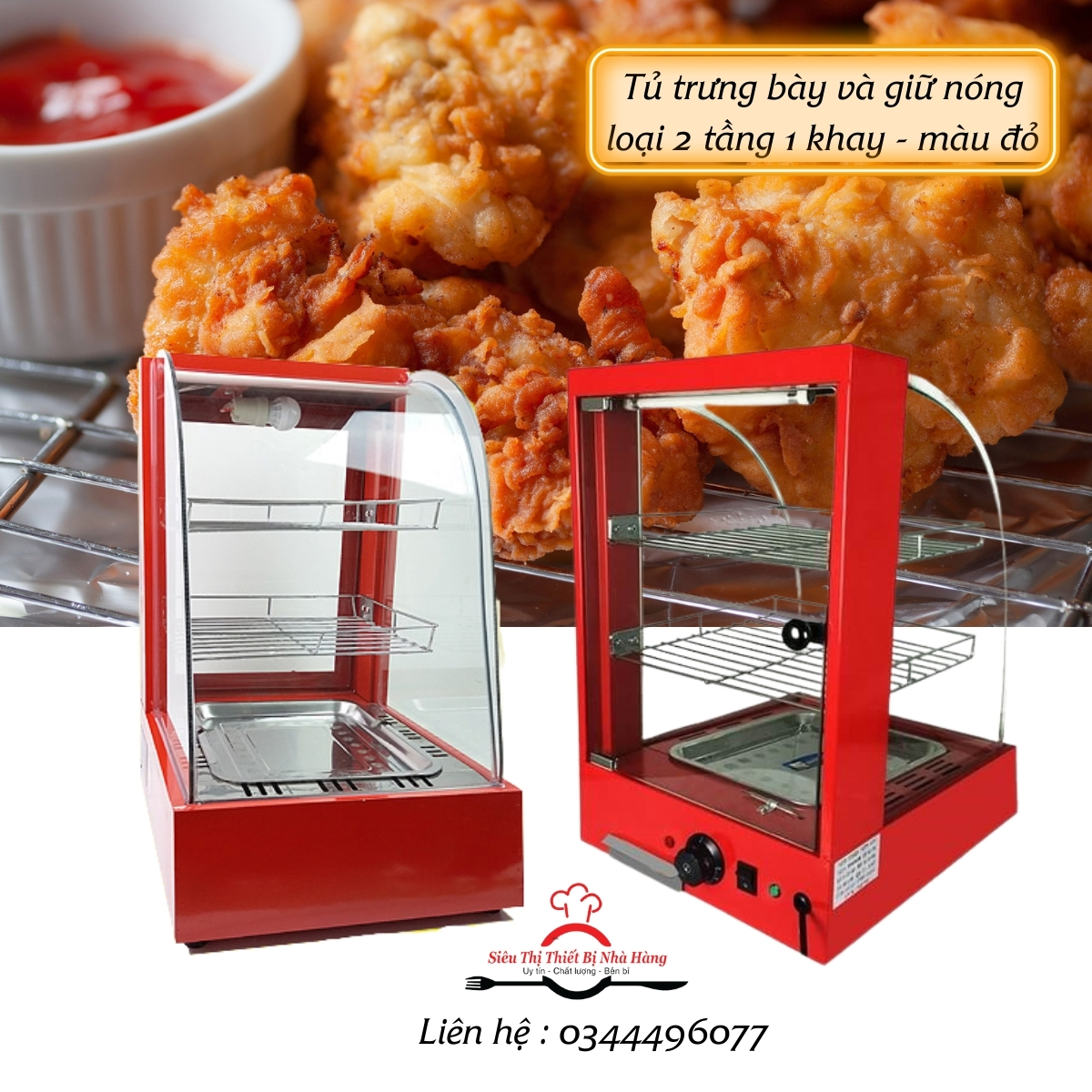 Tủ giữu nóng thực phẩm kính cong 1 khay-