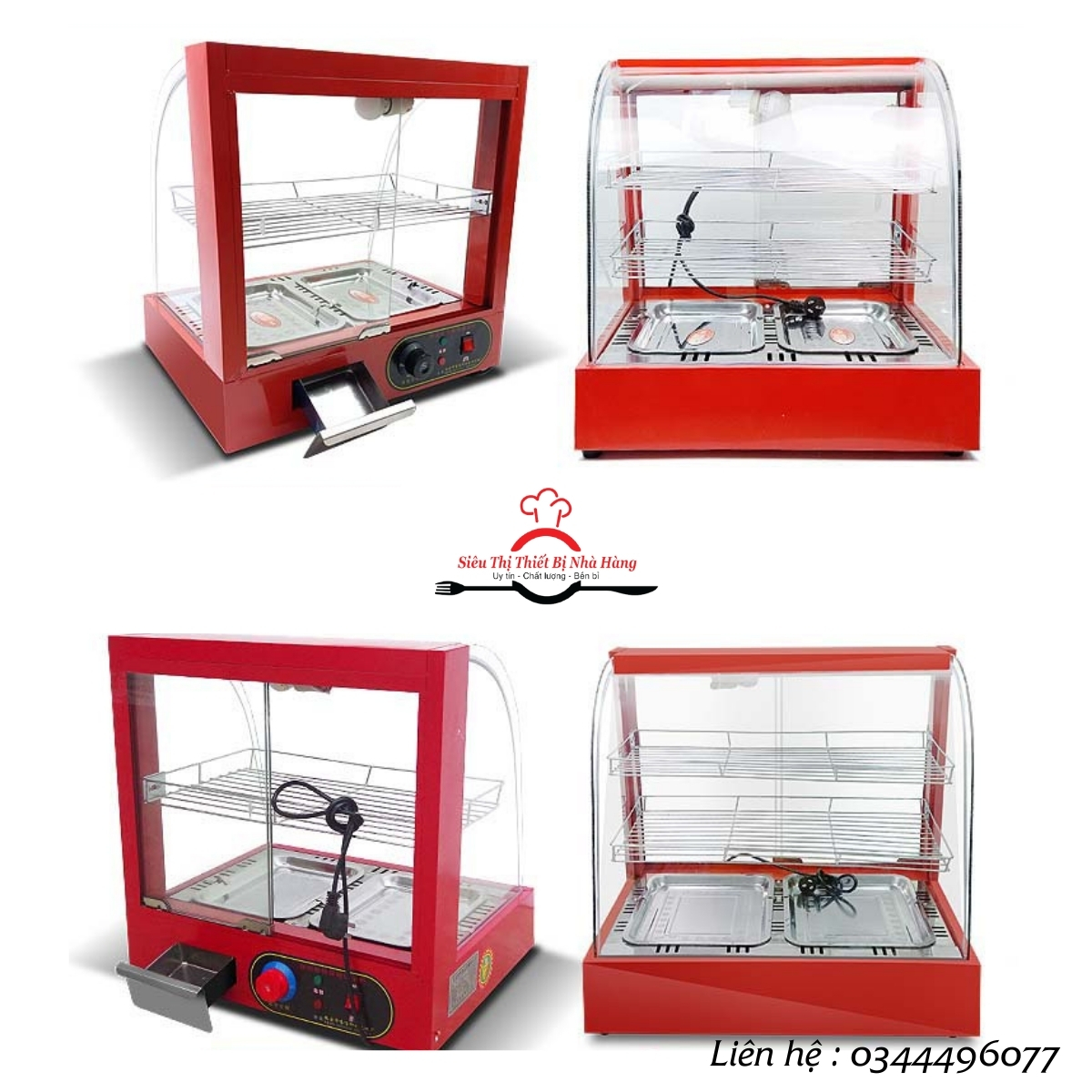 Tủ giữ nóng thực phẩm 2 khay kính cong- tủ bảo quản
