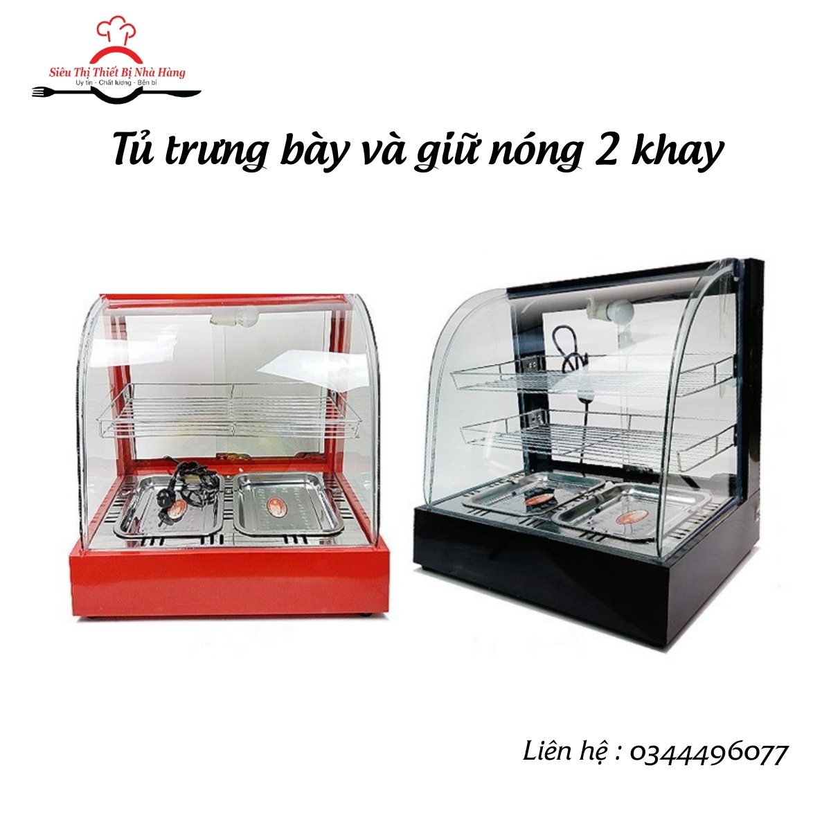 Tủ giữ nóng thực phẩm 2 khay kính cong- tủ bảo quản