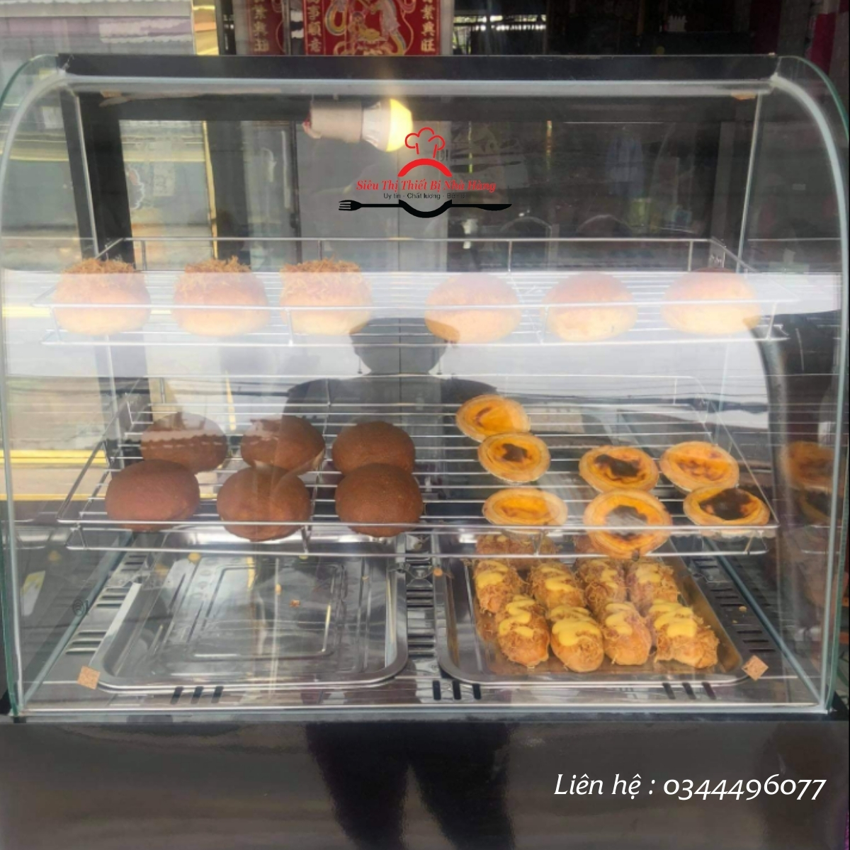 Tủ giữ nóng thực phẩm 2 khay kính cong- tủ bảo quản