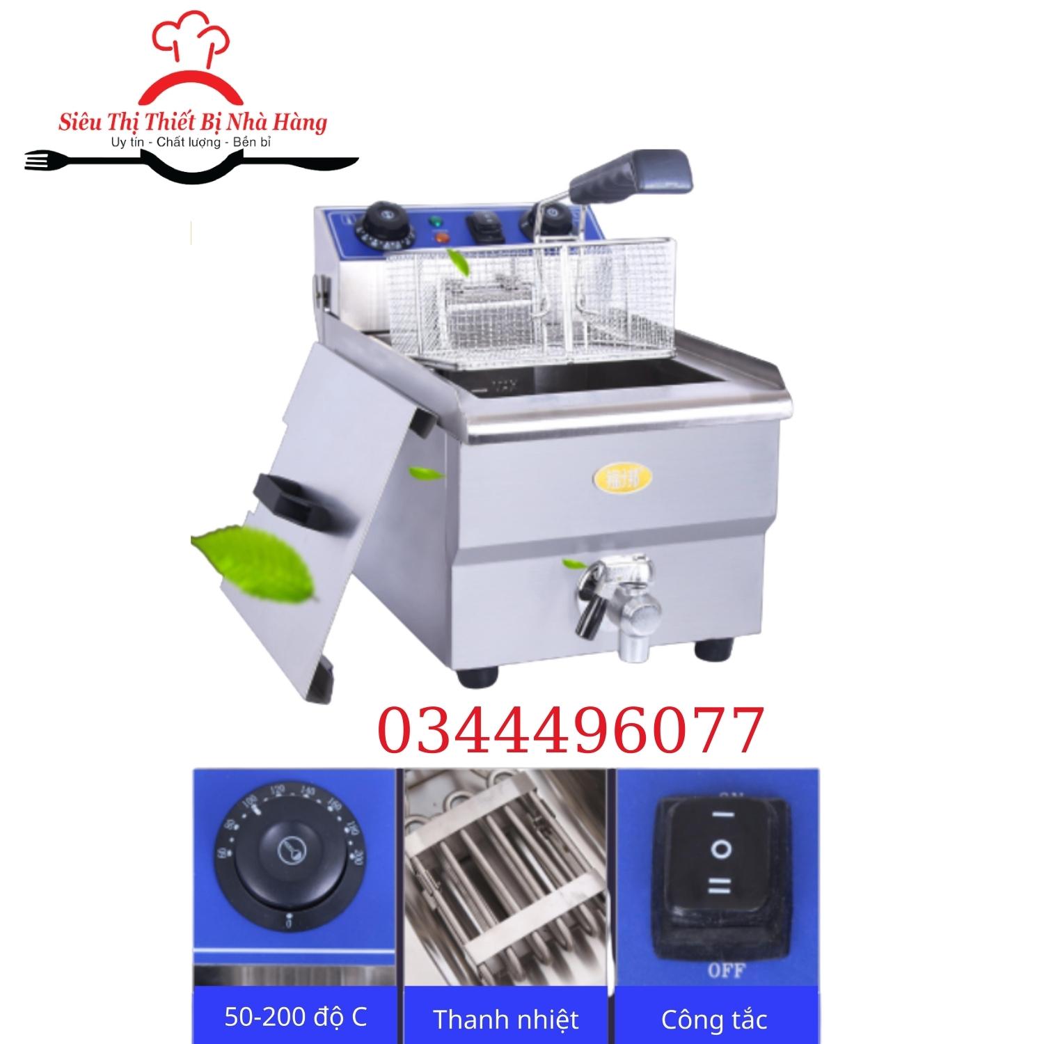 bếp chiên nhúng 12L WAILLAN siêu bền có van xả dầu