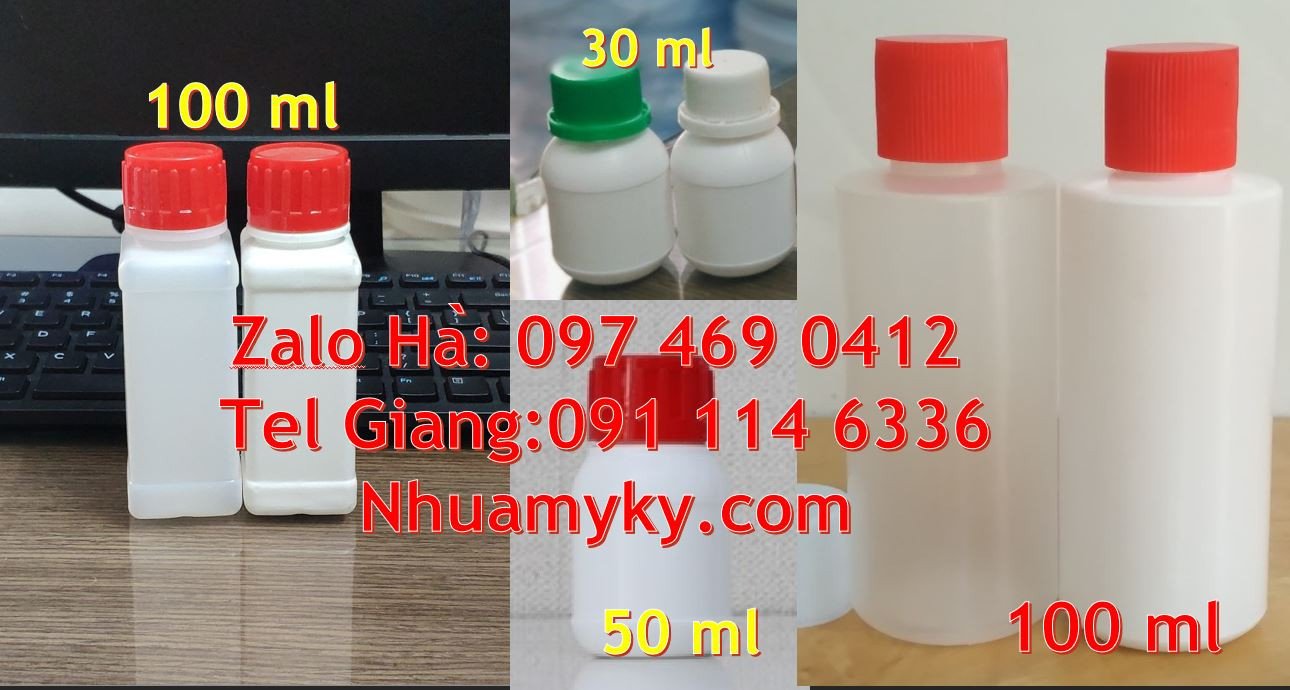 Chai nhựa 50ml.chai nhựa màu trắng 100ml,chai nhựa 150ml đựng dầu ăn