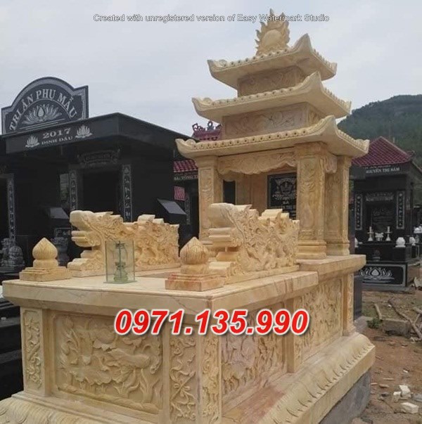 Mẫu mộ đá trắng đẹp bán tại TP HCM Sài Gòn - Mẫu  lăng mộ đá vàng đẹp