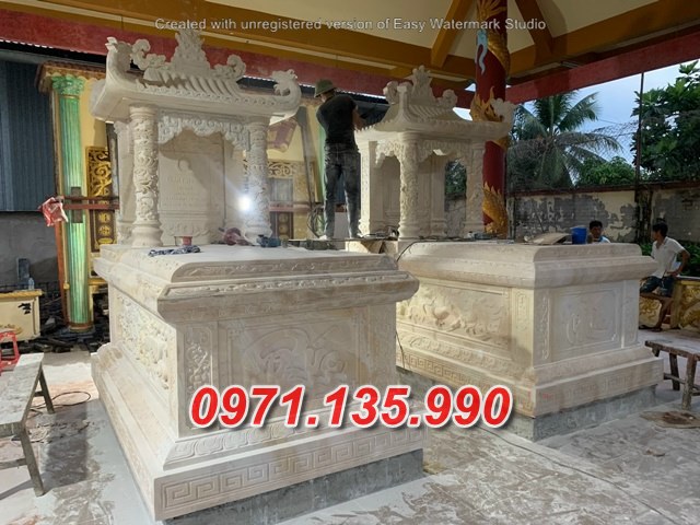 Mẫu mộ đá trắng đẹp bán tại vĩnh phúc hoà bình -  lăng mộ đá vàng
