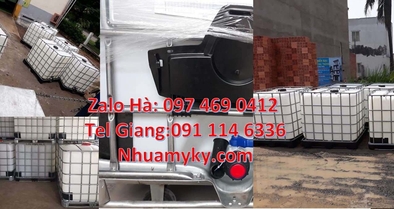 bồn ibc 1000l màu trắng khung thép,tank nhựa 1000l đựng nước sạch giá