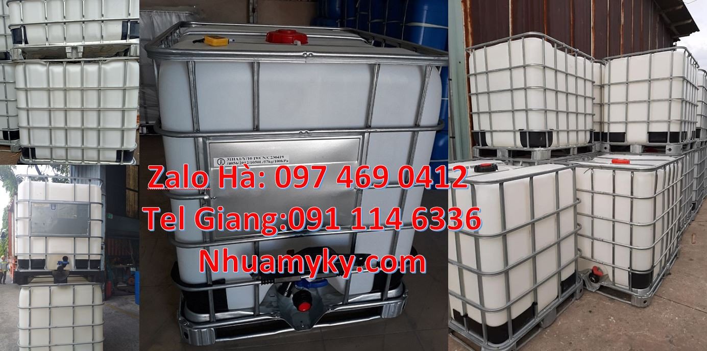 bồn ibc 1000l màu trắng khung thép,tank nhựa 1000l đựng nước sạch giá