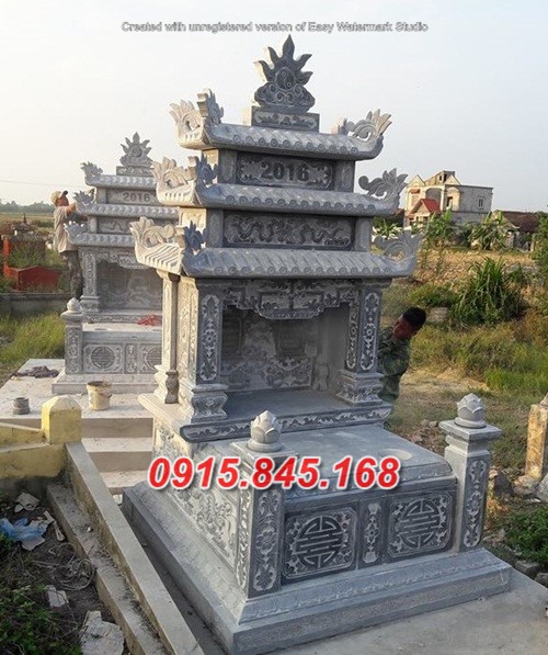 14+ mẫu mộ ba mái đá xanh nguyên khối đẹp bán vĩnh phúc