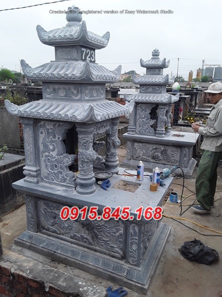 14+ mẫu mộ ba mái đá xanh nguyên khối đẹp bán vĩnh phúc