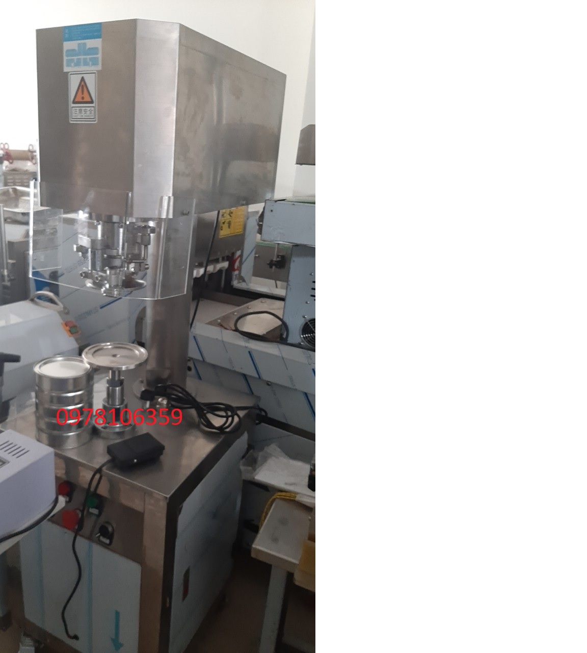 Máy viền mí lon sữa, máy ghép mó lon thiếc, máy viên mí lon cá hộp