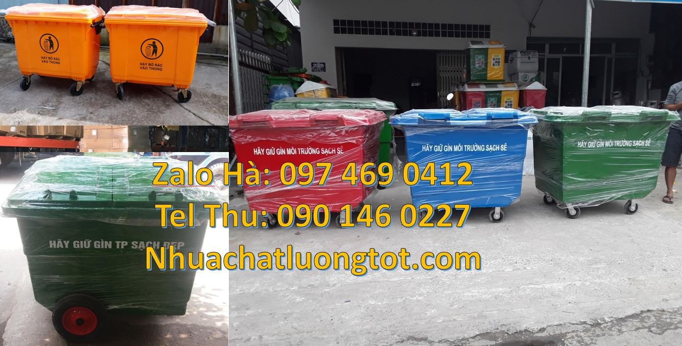 xe thu gom rác 660l, xem thu gom rác công nghiệp 660l bánh hơi giá rẻ