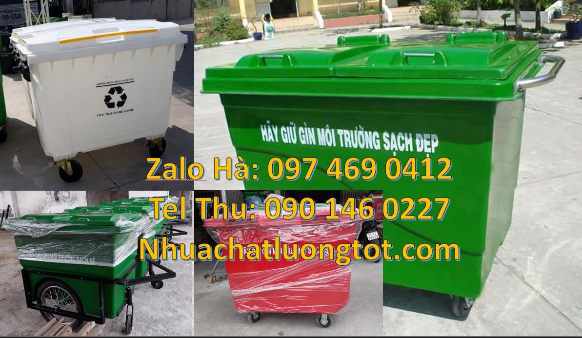 xe thu gom rác 660l, xem thu gom rác công nghiệp 660l bánh hơi giá rẻ