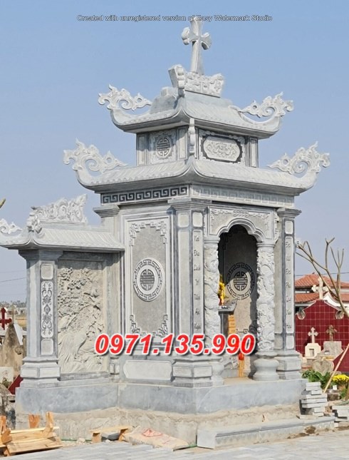 Mẫu lăng mộ đá khối xanh đẹp bán tại gia lai TP hcm - lăng thờ đá