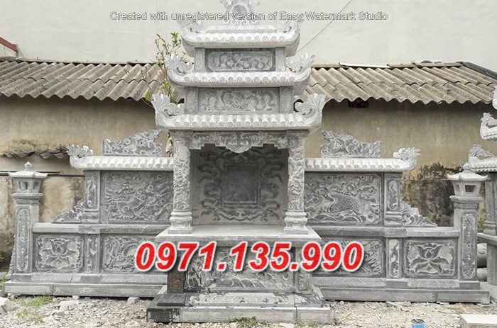 Mẫu lăng mộ đá khối xanh đẹp bán tại bình định kon tum lăng thờ đá