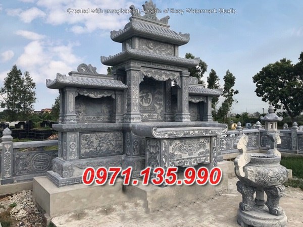 Mẫu lăng mộ đá khối xanh đẹp bán tại bình định kon tum lăng thờ đá