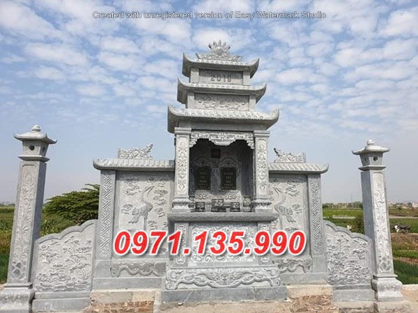 Mẫu lăng mộ đá khối xanh đẹp bán tại bình định kon tum lăng thờ đá