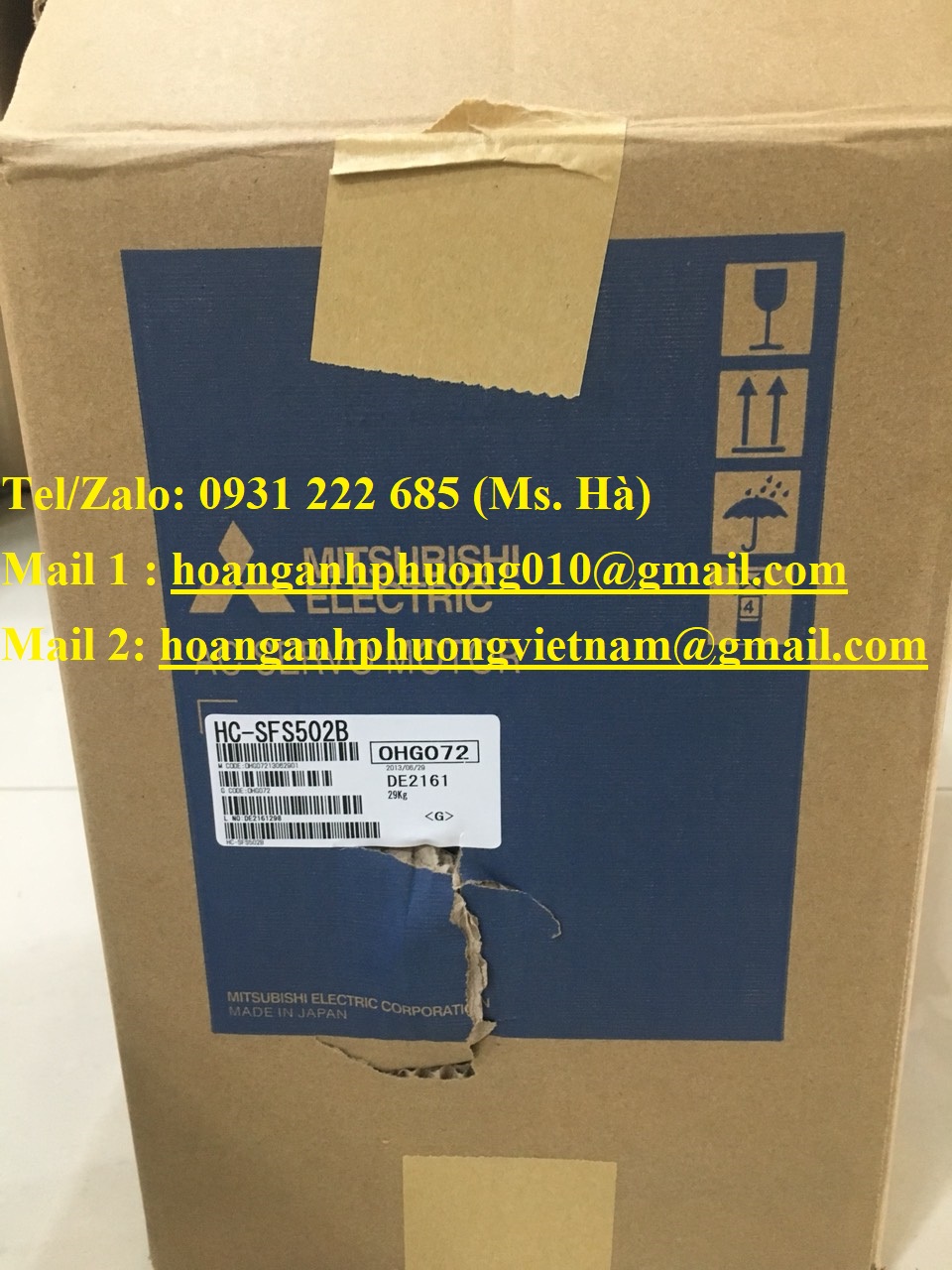 Servo motor mitsubishi HC-SF502B có phanh, chính hãng