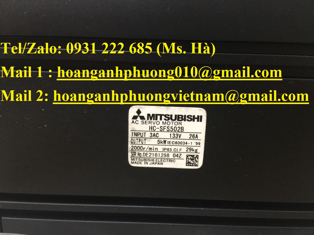 Servo motor mitsubishi HC-SF502B có phanh, chính hãng