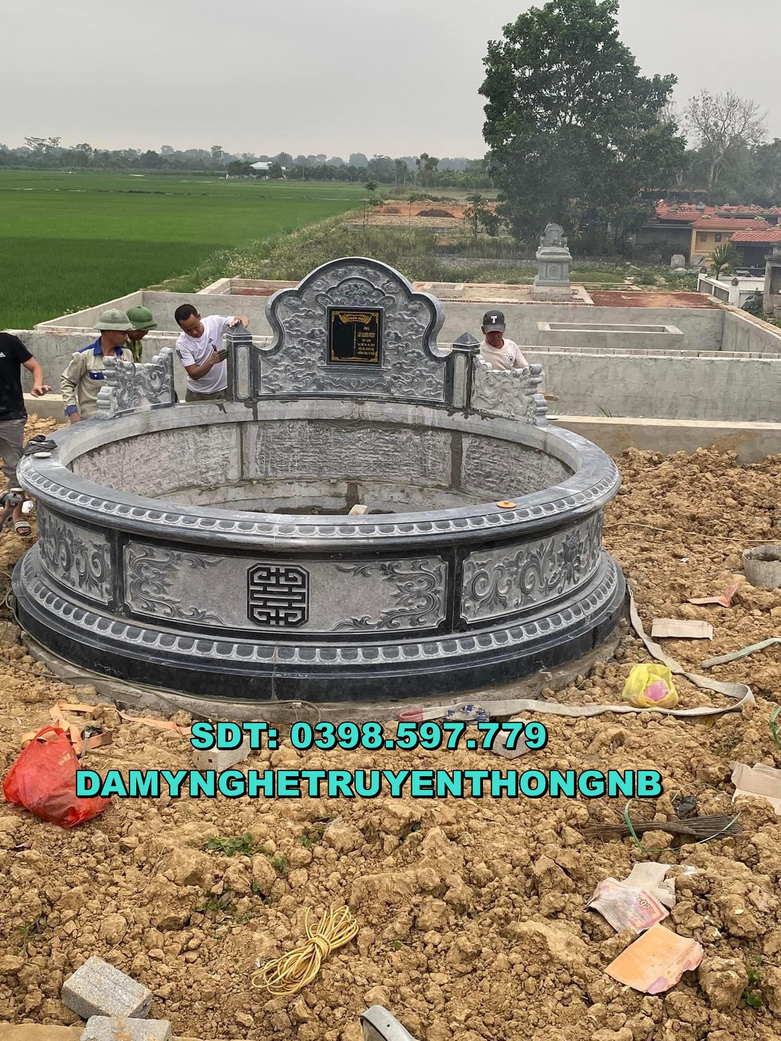 thi công lắp đặt mộ tròn đá đẹp tại đà nẵng 2023