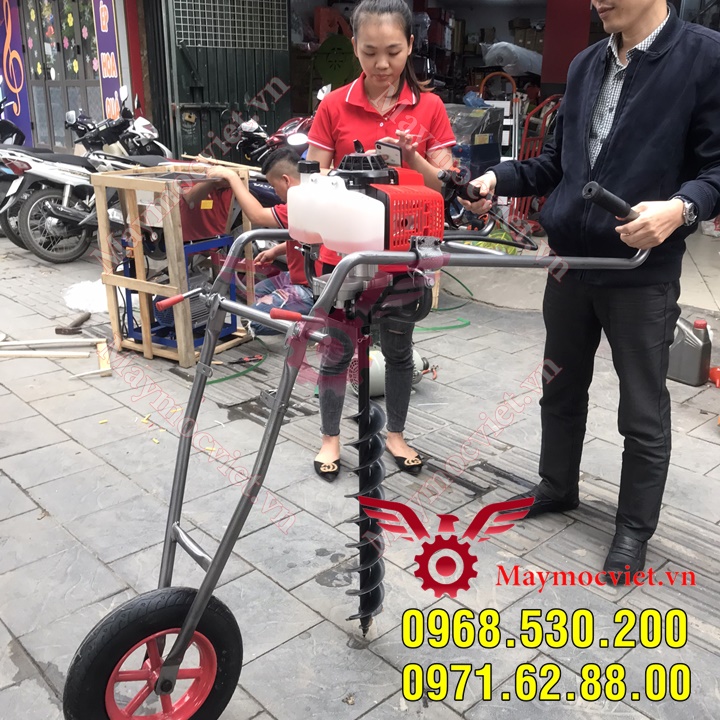 Máy khoan đất có bánh xe đẩy giá rẻ kèm mũi khoan 150 cực hot