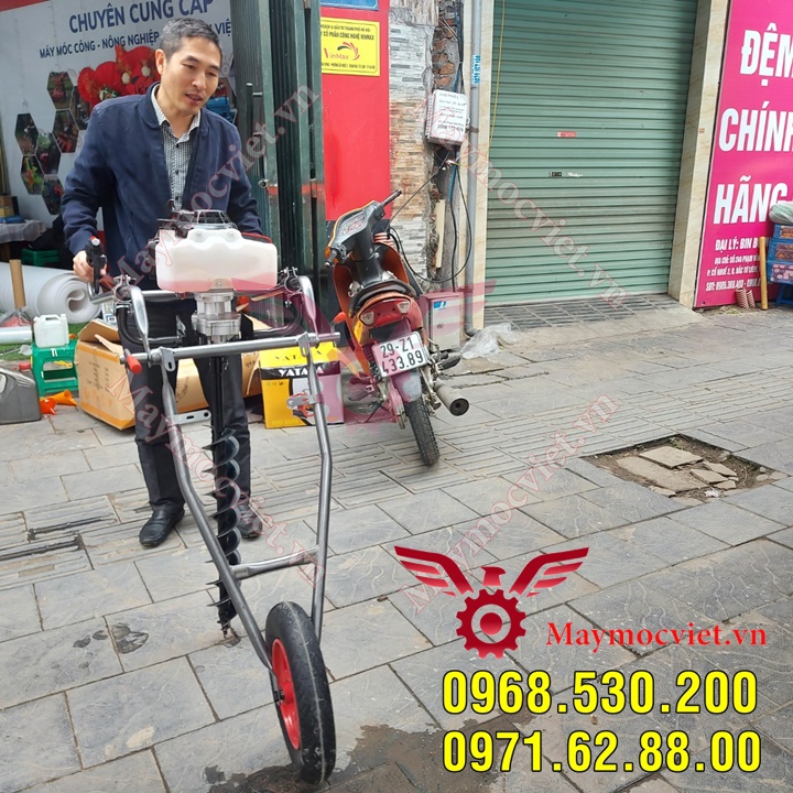 Máy khoan đất có bánh xe đẩy giá rẻ kèm mũi khoan 150 cực hot