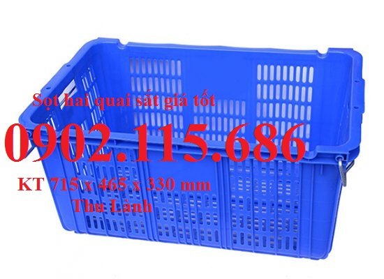 Sọt hai quai sắt đựng thực phẩm, sóng nhựa hở quai sắt đựng linh kiện