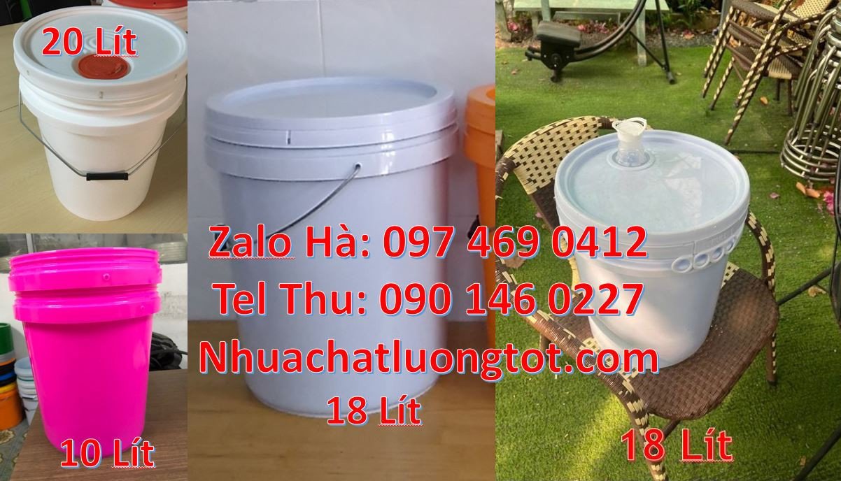 xô nhựa 18l màu trắng,thùng đựng sơn 20l nắp kín,thùng sơn 22l đựng nu