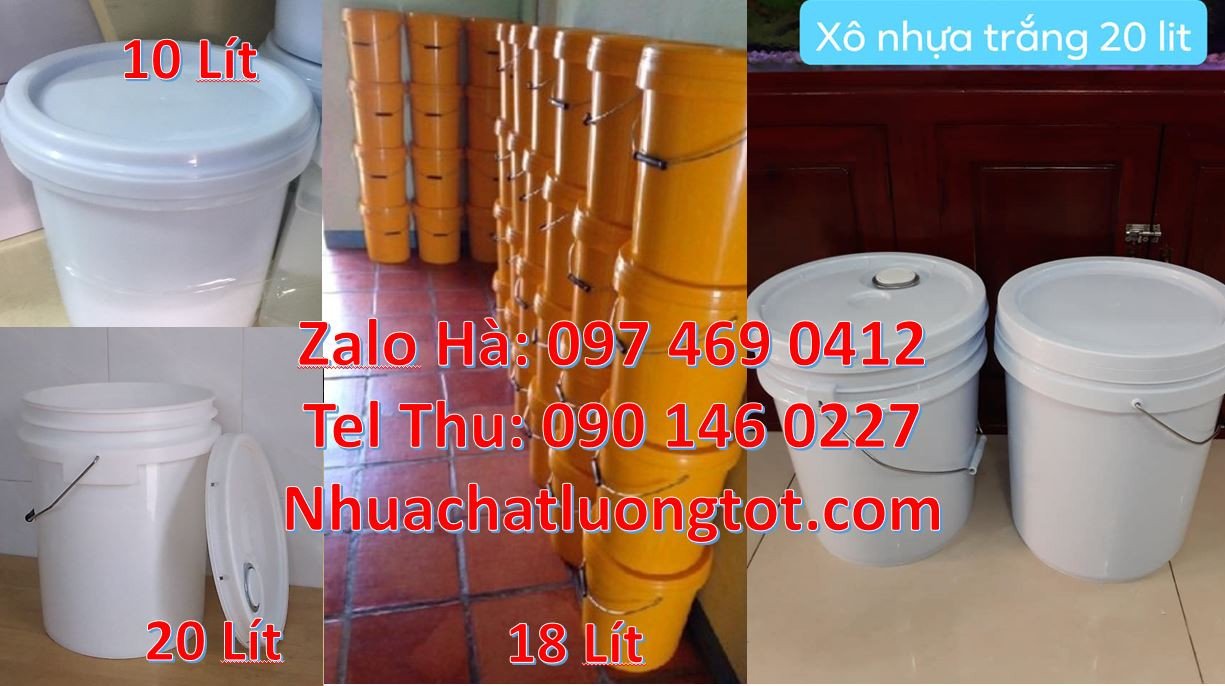 xô nhựa 18l màu trắng,thùng đựng sơn 20l nắp kín,thùng sơn 22l đựng nu