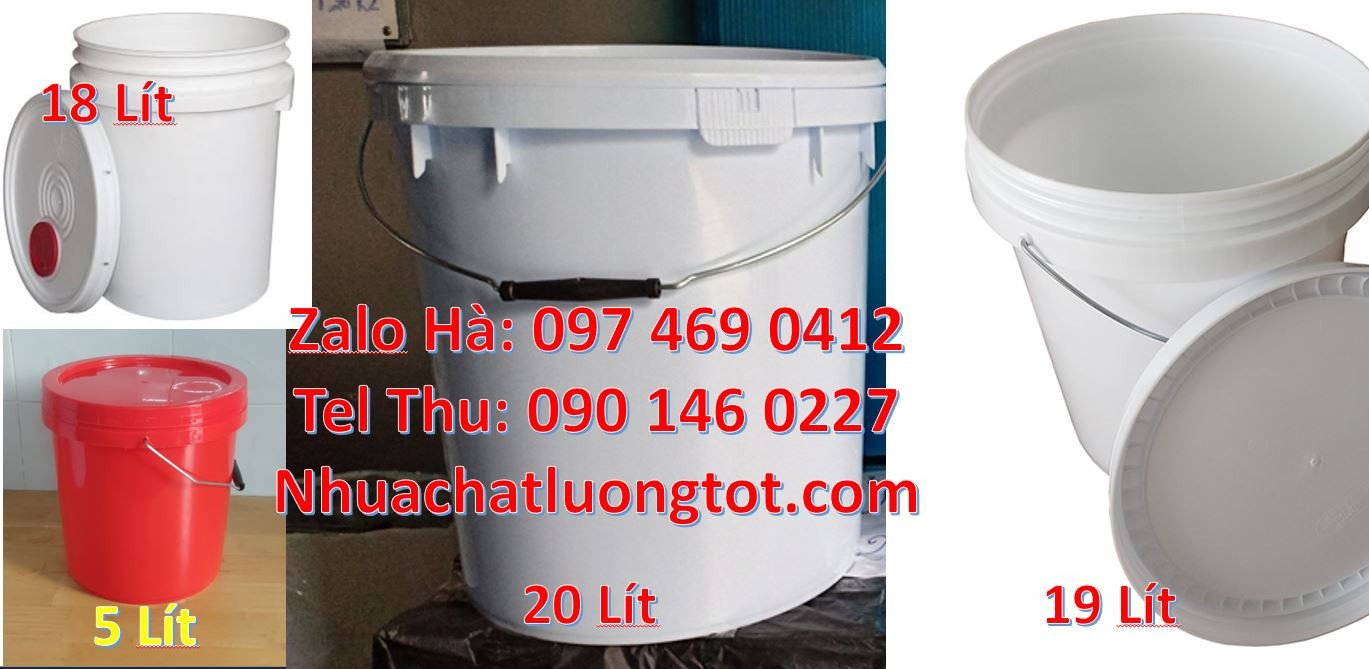 xô nhựa 18l màu trắng,thùng đựng sơn 20l nắp kín,thùng sơn 22l đựng nu