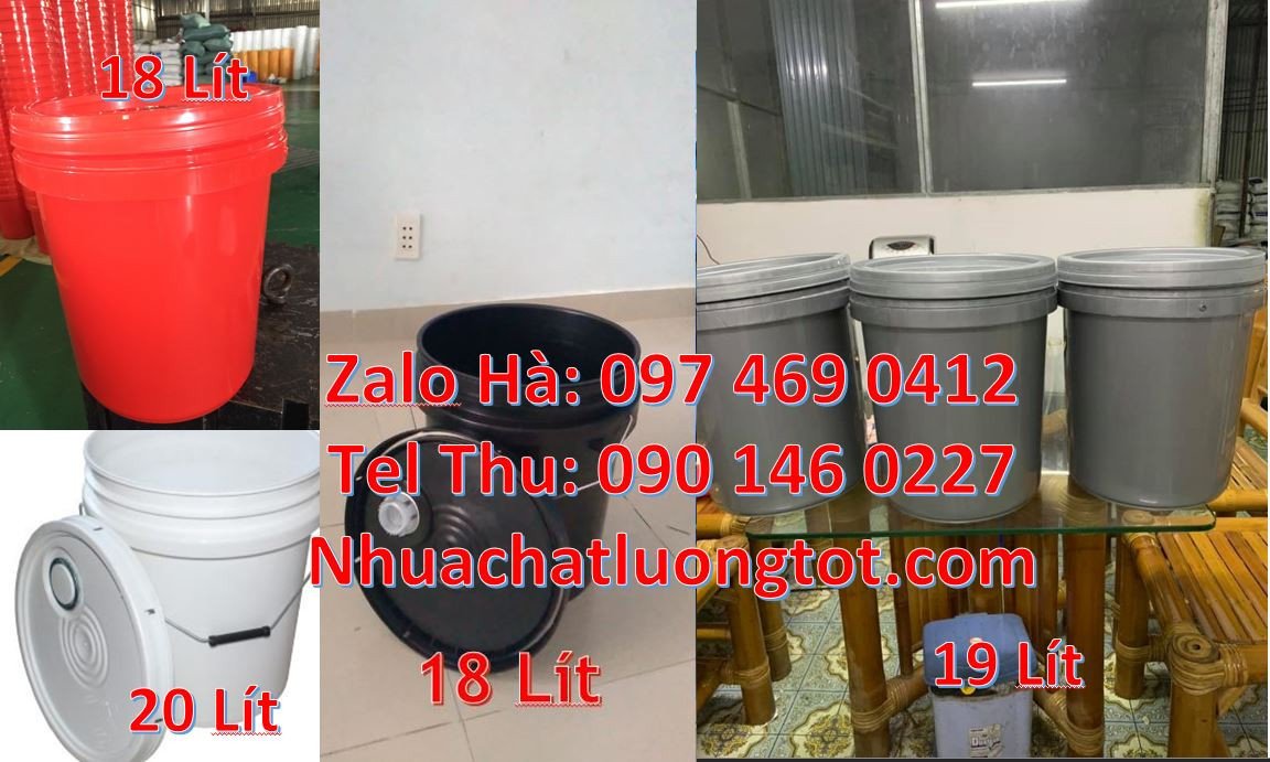 xô nhựa 18l màu trắng,thùng đựng sơn 20l nắp kín,thùng sơn 22l đựng nu