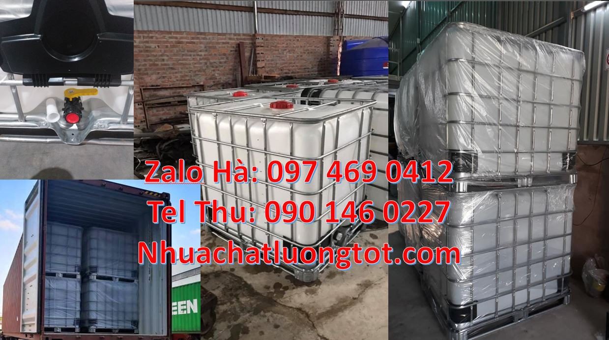bồn nhựa vuông trắng,thùng ibc 1000l đựng hóa chất,tank nhựa trắng 100