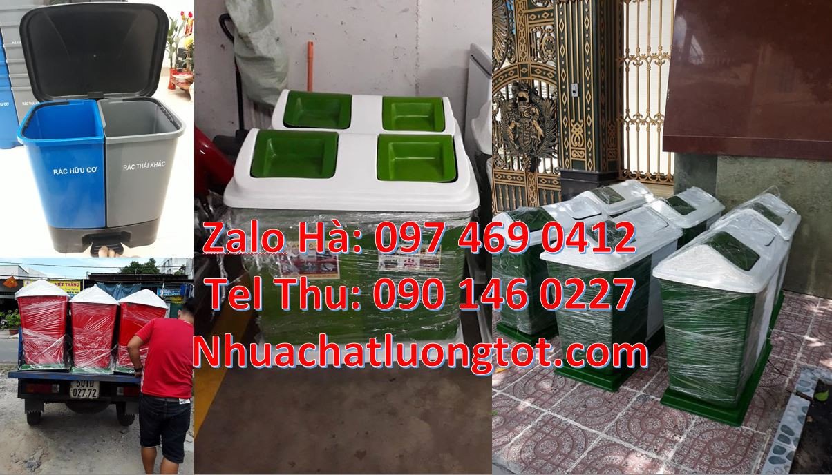 thùng rác 2 ngăn nắp đậy,thùng rác 3 ngăn đạp chân phân loại rác giá r