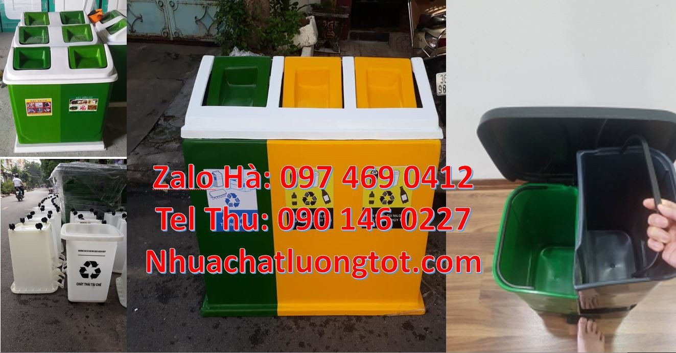 thùng rác 2 ngăn nắp đậy,thùng rác 3 ngăn đạp chân phân loại rác giá r
