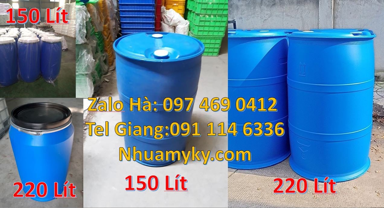 thùng phuy nhựa 150l màu xanh,thùng phuy 220l chất lượng cao,thùng phu