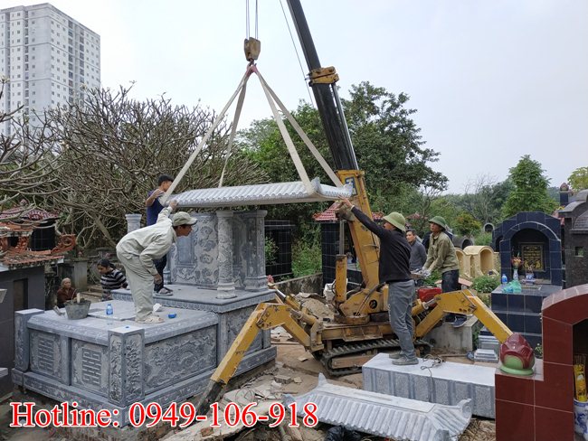Mẫu mộ đôi cho ông bà bố mẹ bằng đá tại Hà Nội 2023