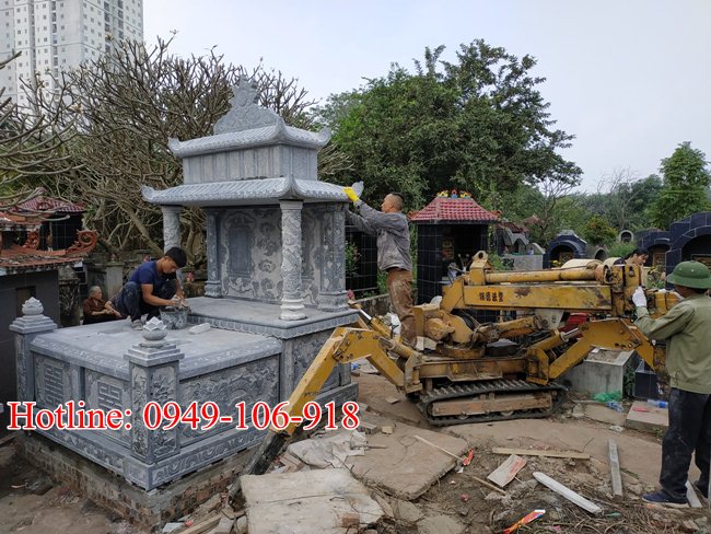 Mẫu mộ đôi cho ông bà bố mẹ bằng đá tại Hà Nội 2023