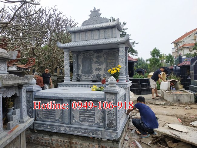 Mẫu mộ đôi cho ông bà bố mẹ bằng đá tại Hà Nội 2023