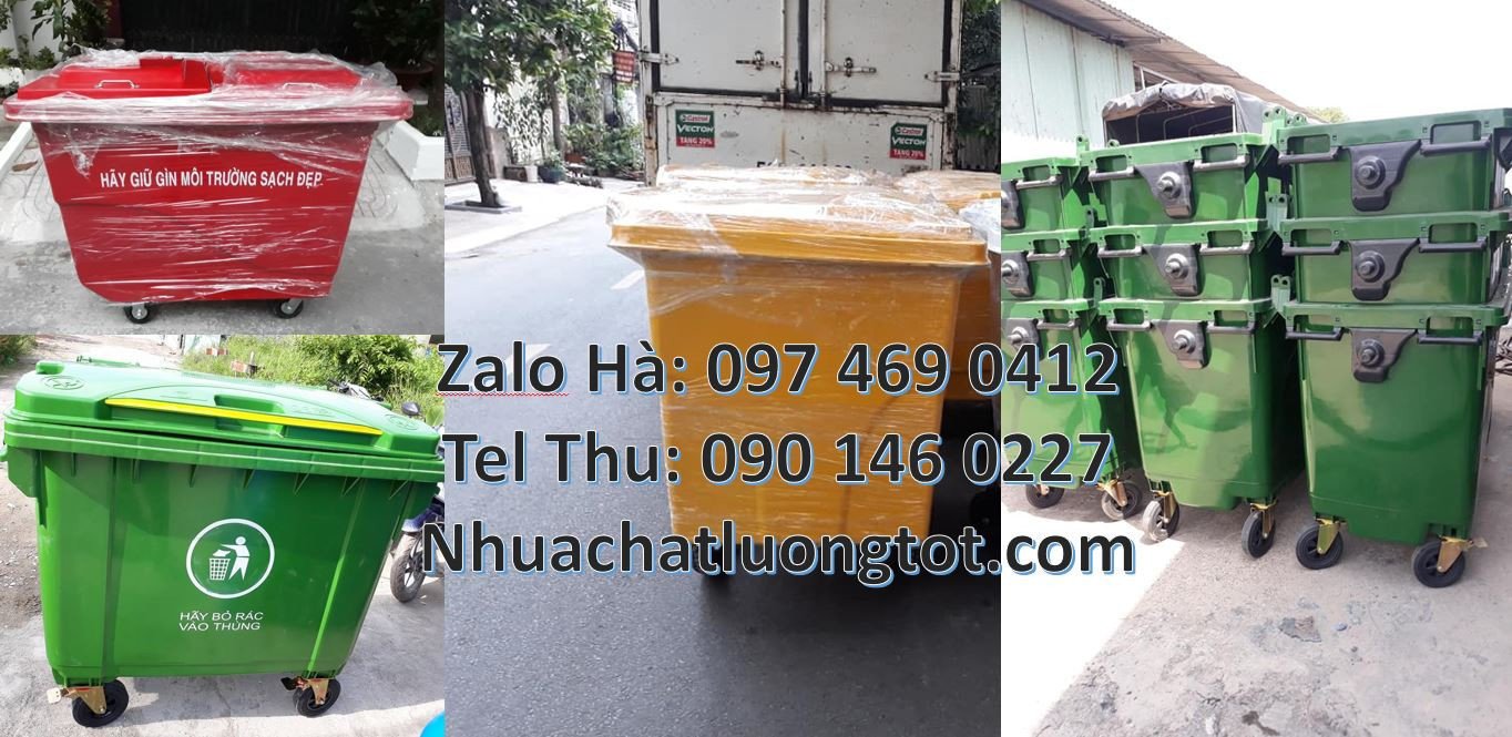 xe thu gom rác cỡ lớn 660l 4 bánh xe,xe thu gom rác 660l màu xanh vàng