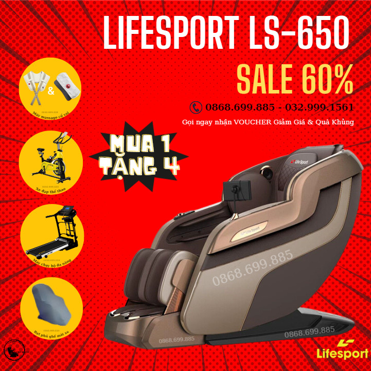 Massage Thỏa Thích Tích nhiều Quà Khủng Cùng Ghế Massage Lifesport 650