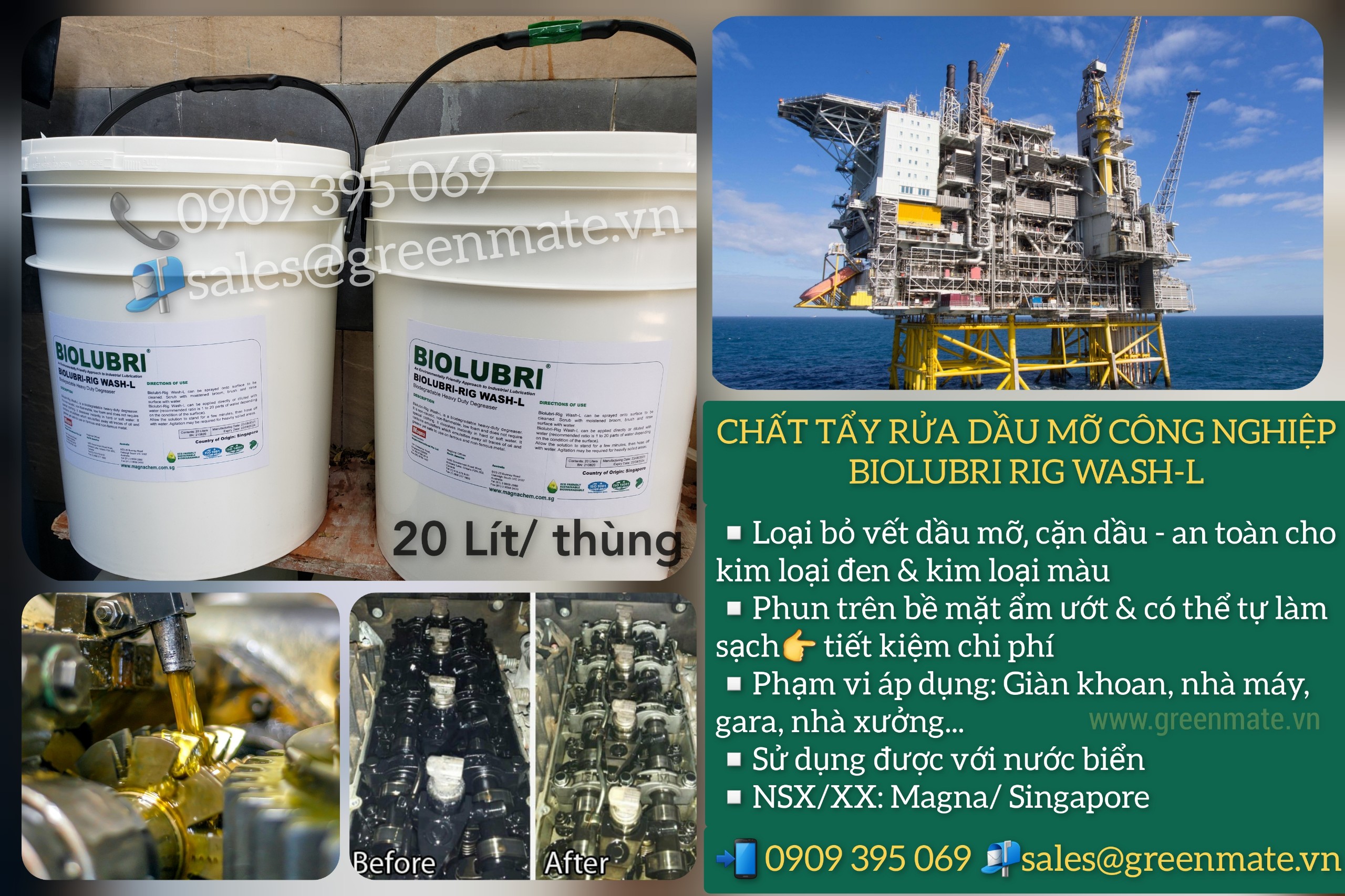 Chất tẩy rửa dầu mỡ công nghiệp BIOLUBRI-RIG WASH-L