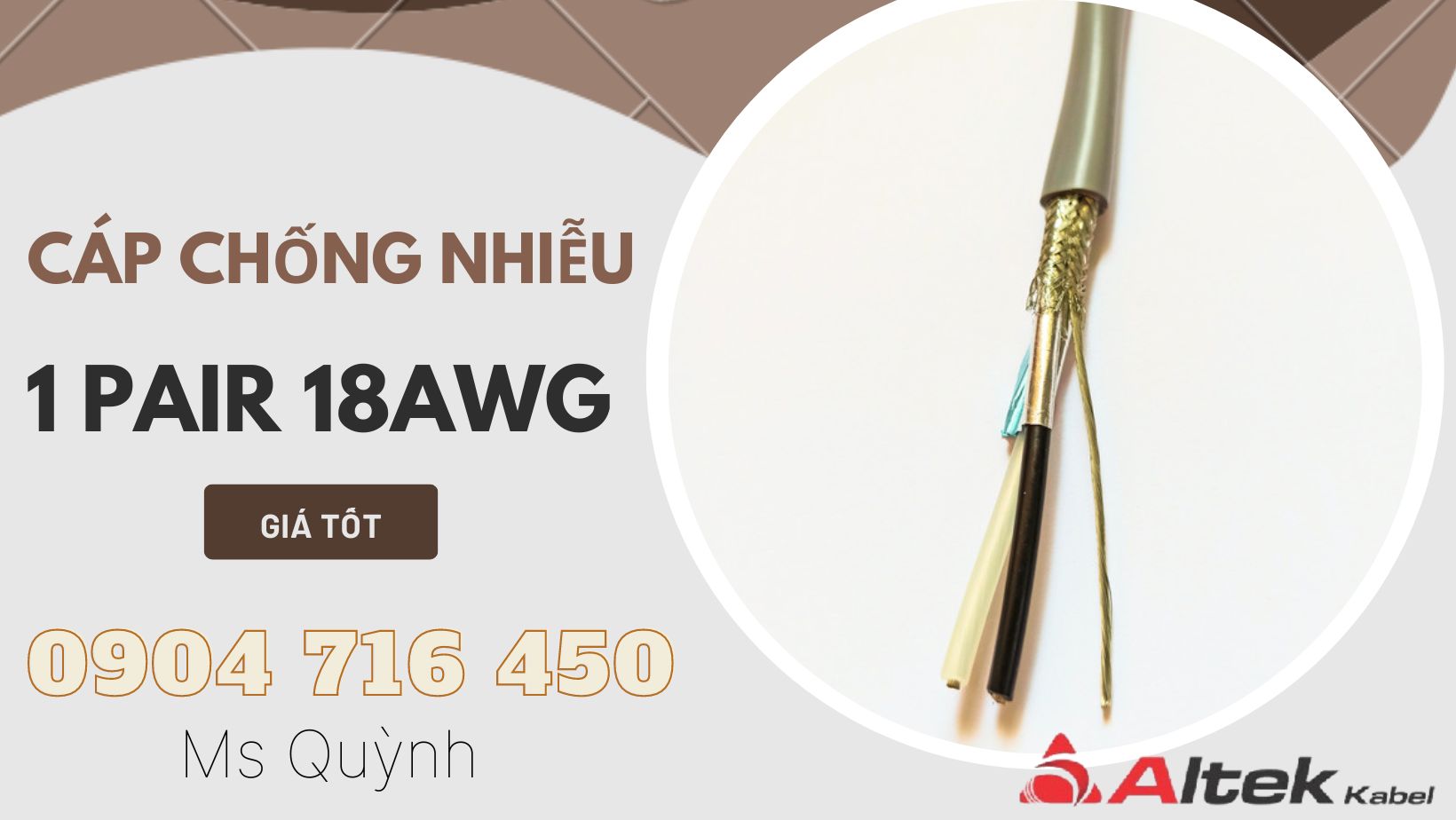 cáp chống nhiễu 18awg 1 pair Altek Kabel