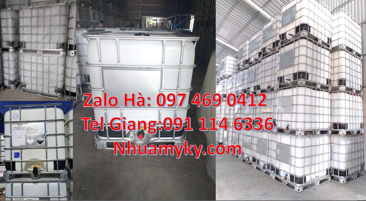 thùng nhựa ibc màu trắng khung thép,tank nhựa 1000l đựng hóa chất rẻ