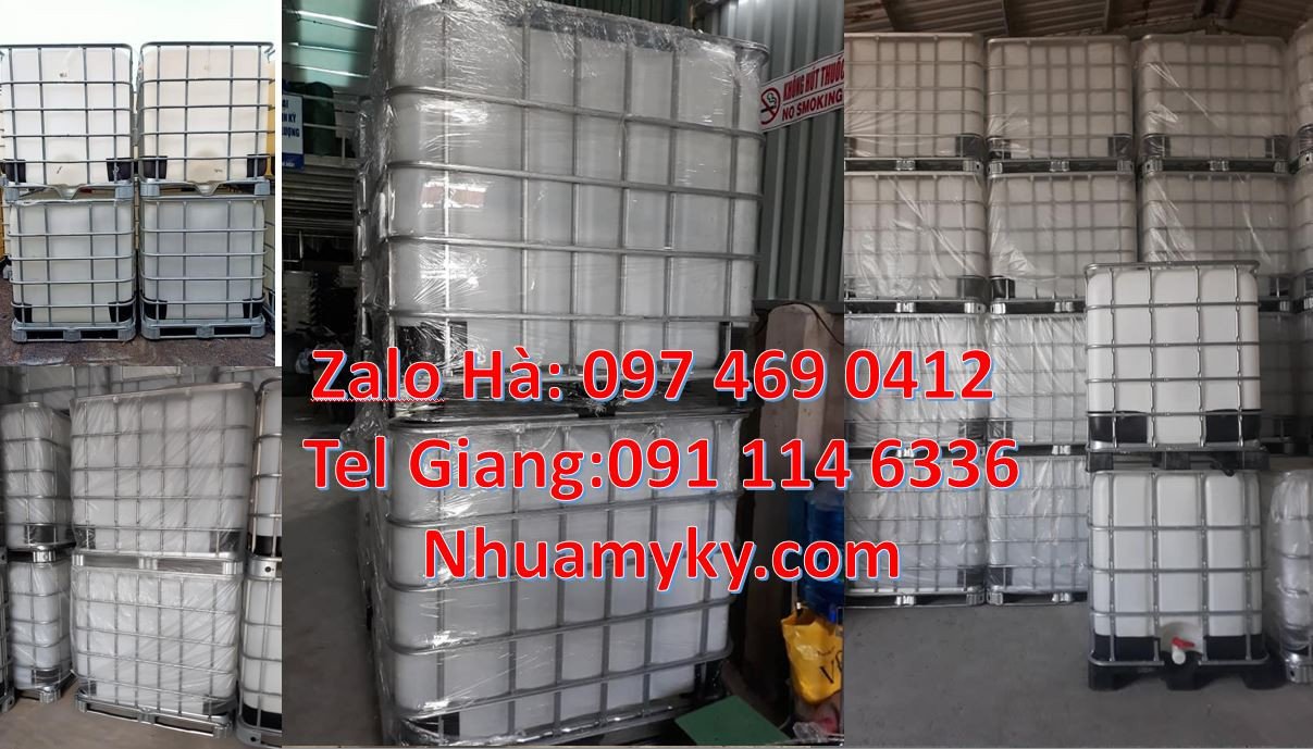 thùng nhựa ibc màu trắng khung thép,tank nhựa 1000l đựng hóa chất rẻ
