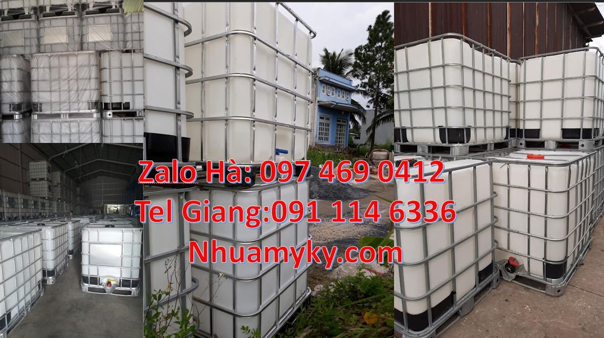 thùng nhựa ibc màu trắng khung thép,tank nhựa 1000l đựng hóa chất rẻ