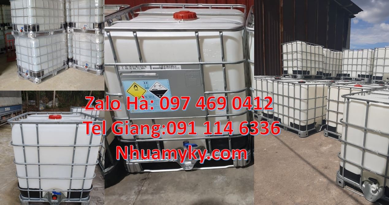thùng nhựa ibc màu trắng khung thép,tank nhựa 1000l đựng hóa chất rẻ