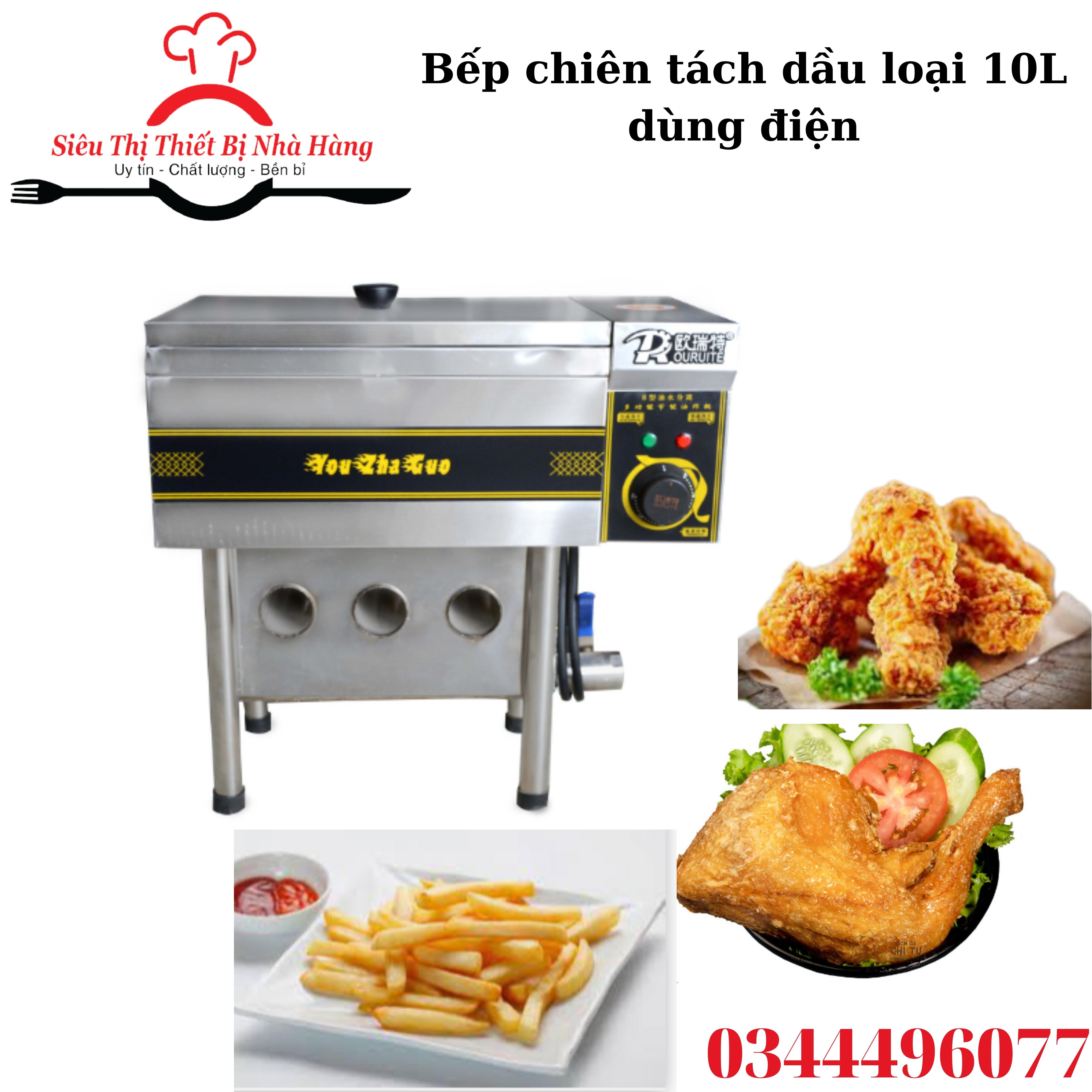 Bếp chiên tách dầu về sẵn full dung tích- bếp chiên tách dầu 10l