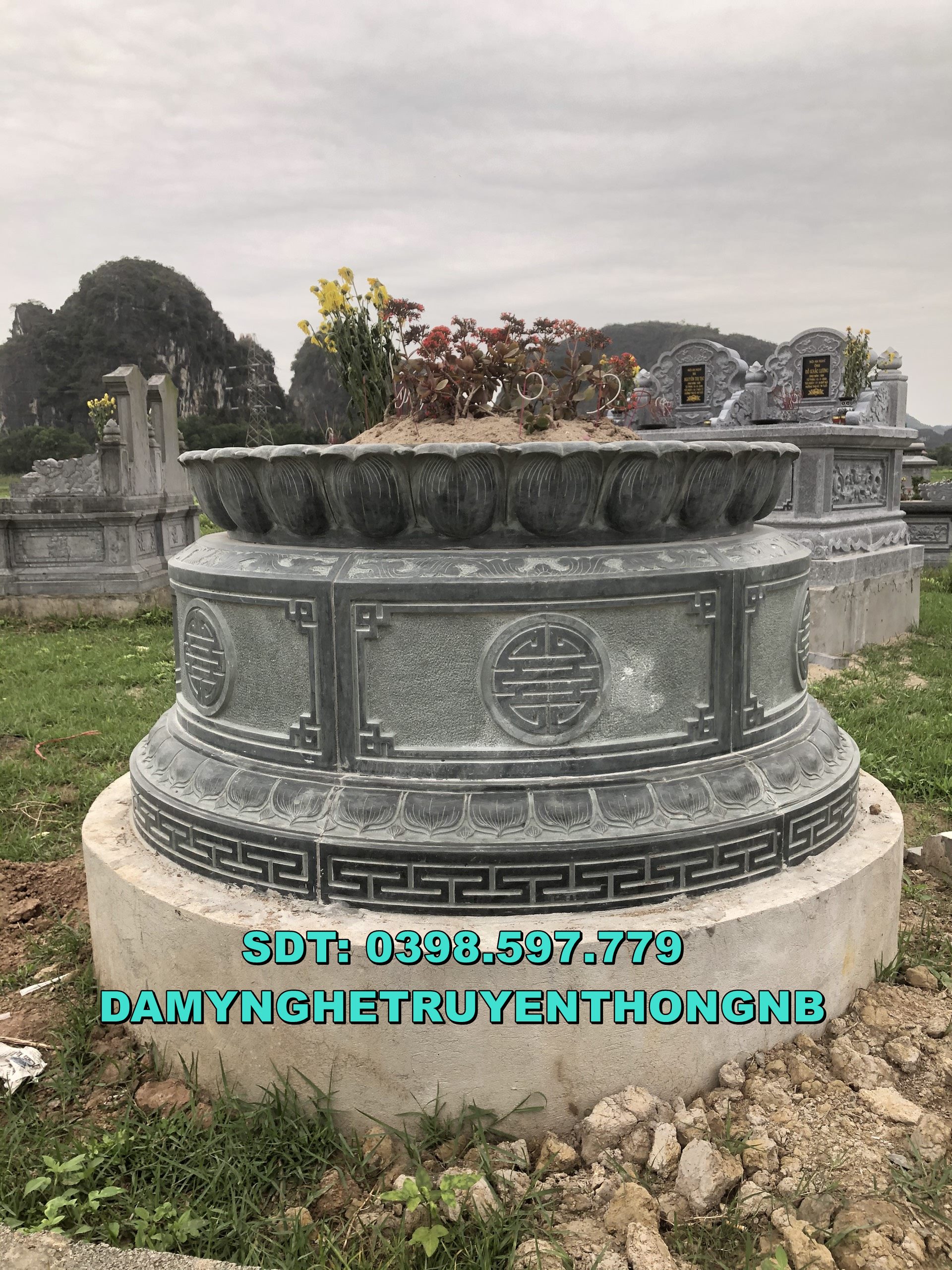 xây mộ đá tròn chuẩn phong thuỷ tại hưng yên 2023