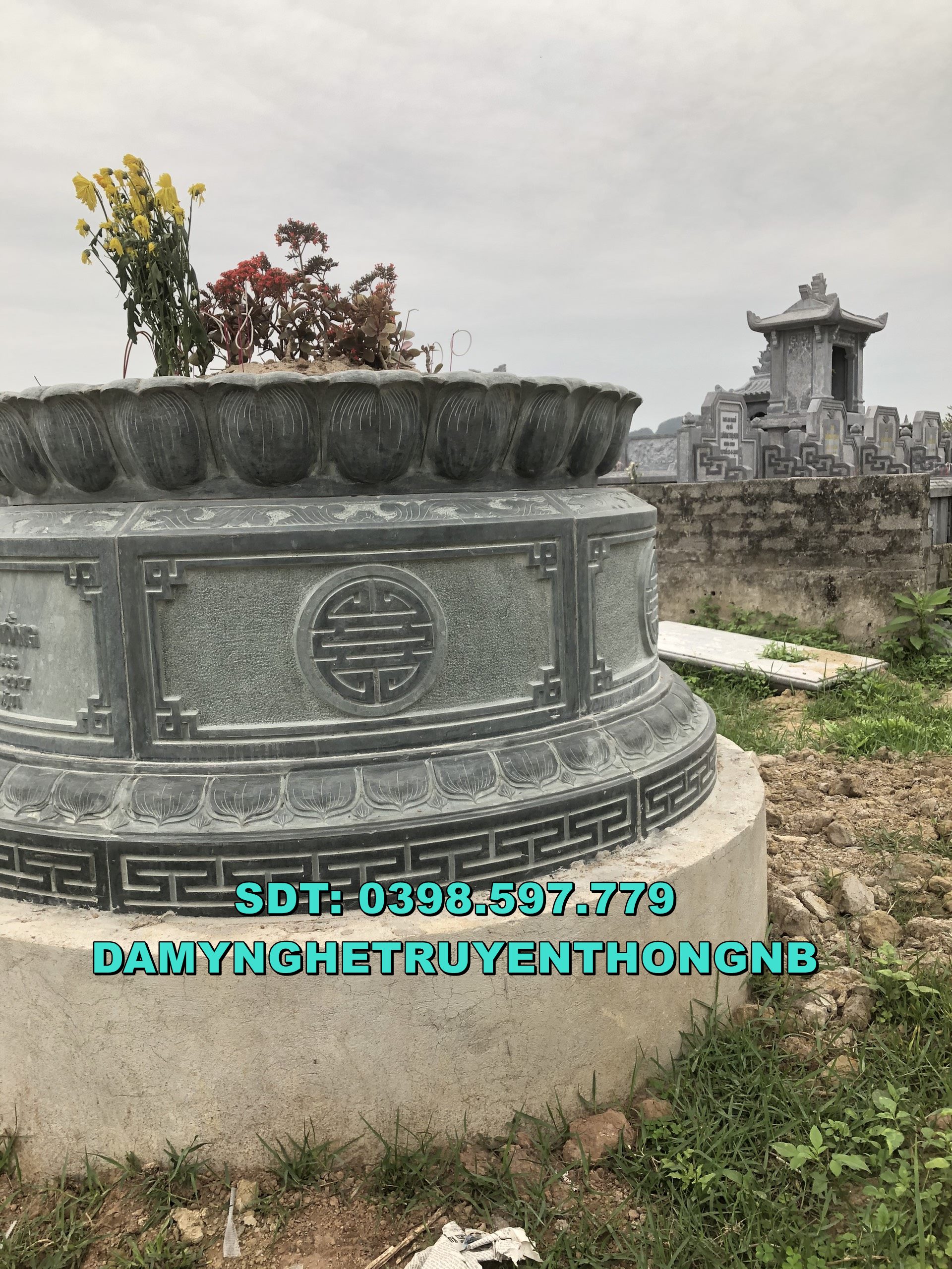 xây mộ đá tròn chuẩn phong thuỷ tại hưng yên 2023